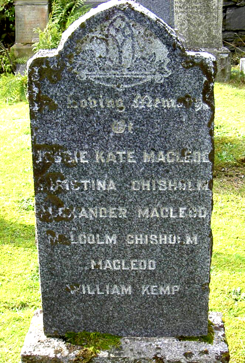 Photo of headstones/Christina Chisholm d1918 hdstn Plockton cem